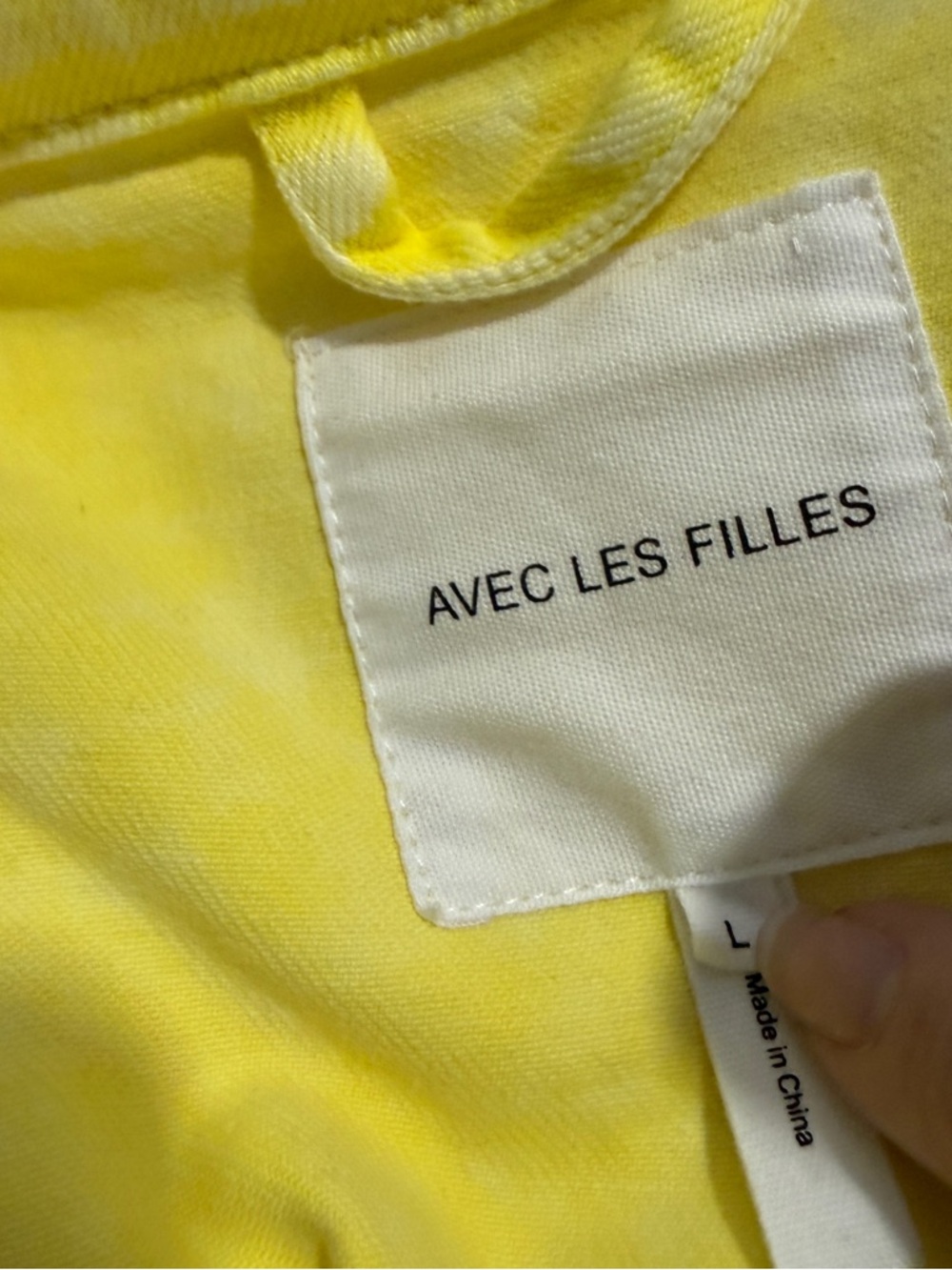 Avec Les Filles Size L Butter Yellow Cropped Denim Vest Frayed Coastal Summer - Picture 10 of 15